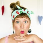 cherry rockabilly headband, turquoise, maple and oak