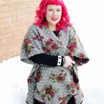 gray dots and roses poncho