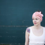 Logee Photo – orange gingham head scarf maple and oak designsw