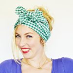 emerald green gingham head scarf 6