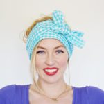 light blue ginham head scarf 1