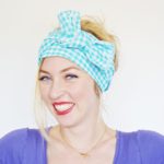 light blue ginham head scarf 2