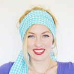 light blue ginham head scarf 3