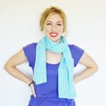 light blue ginham head scarf 5
