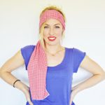 red and white gingham head scarf 4
