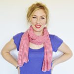 red and white gingham head scarf 5