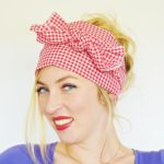 red and white gingham head scarf 6