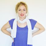 white with tiny navy polka dots head scarf 5