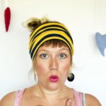 yellow and navy blue striped yoga headband – Maple And Oak Designs 2