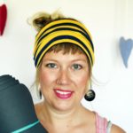 yellow and navy blue striped yoga headband – Maple And Oak Designs 3