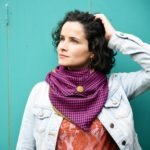 purple and black houndstooth Triangle Scarf – Maple And Oak Designs 3