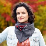 Maple And Oak Triangle Scarf, Black, White, Red stripes 4