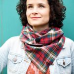 Triangle Scarf, plaid – green, red, black, mustard yellow – Maple And Oak Designs