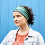 Yoga headband, blue green stripes, Maple And Oak Designs