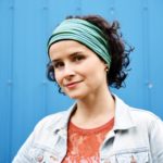 Yoga headband, blue green stripes, Maple And Oak Designs 2