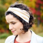 Turban headband, white and mustard yellow stripes, Maple And Oak 3
