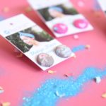 grey floral ear studs