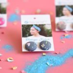 fabric button earrings – grey
