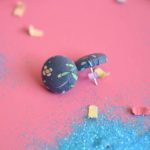 tiny floral fabric, grey ear studs