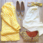 yellow headband and outfit