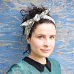 Rockabilly Headband, off white with navy florals 3