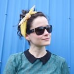 Sunflower yellow vintage head scarf 1