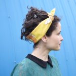 Sunflower yellow vintage head scarf 3