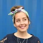 Top knot headband, big purple flowers 2