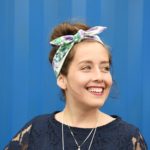 Top knot headband, big purple flowers 3