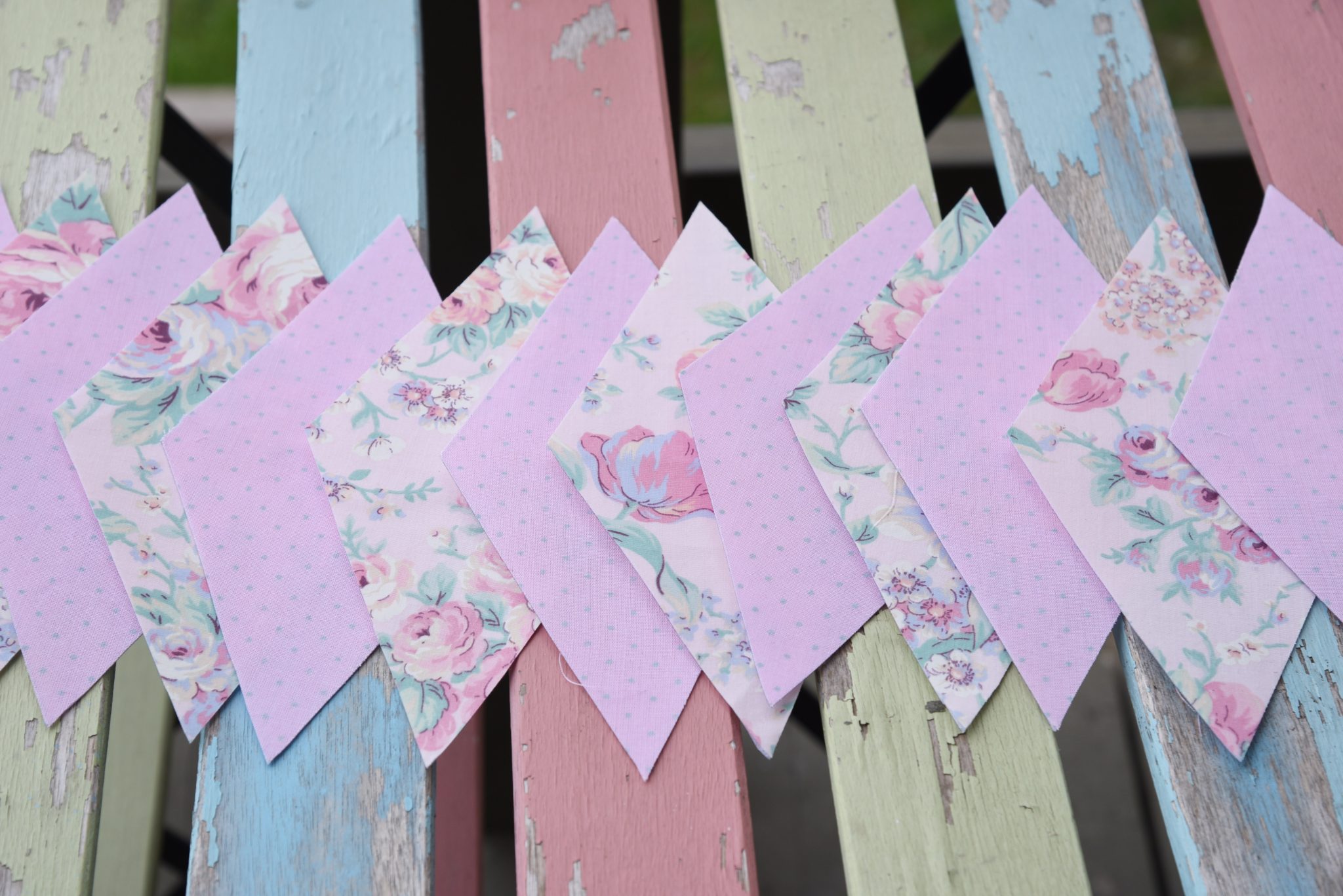 how to make vintage fabric bunting garland 2
