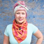 Orange and pink plaid Triangle Scarf