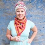 Orange and pink plaid Triangle Scarf 2