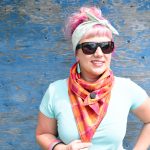 Orange and pink plaid Triangle Scarf 4