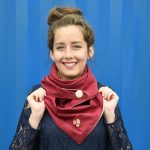 Daniela models the Femme Broidery and Maple And Oak Designs collaboration scarf.