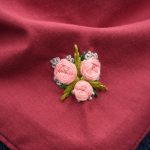 Embroidered scarf. Floral Triangle embroidery scarf.