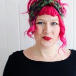Olive green, fuchsia floral