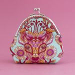 Coin Purse – Tula Pink, mint green + burgundy, deer