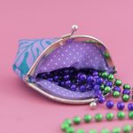 Coin Purse – teal + purple leaves (3)