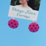 Dangly Earrings – pink polka dot