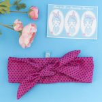 Rockabilly headband – pink + black polka dots