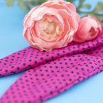 Rockabilly headband – pink + black polka dots_1