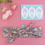 Rockabilly headband – pink with metallic florals_1