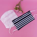 Face mask, black and white stripes. Elastics. Adult size.