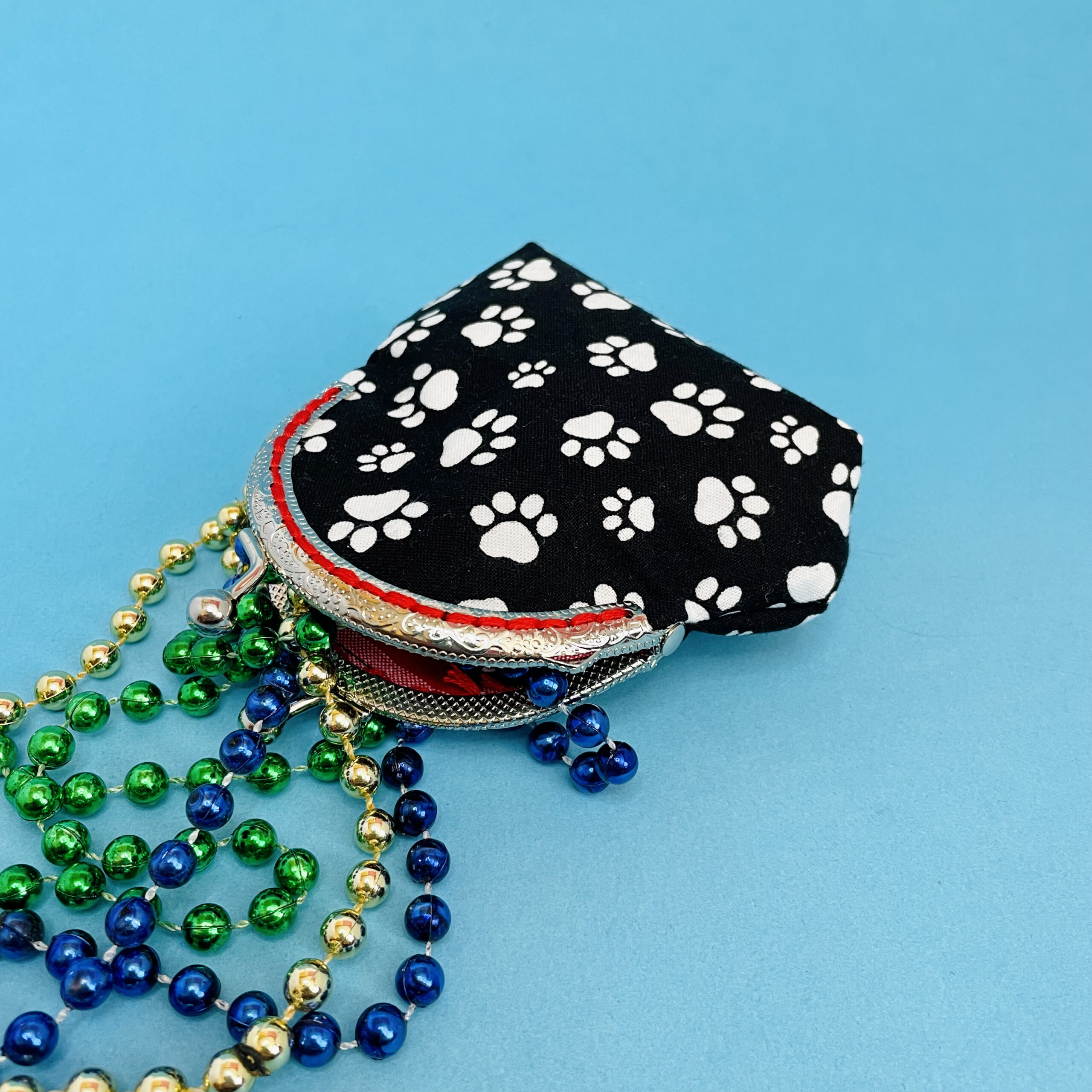 Coin Purse. Black and white dog paw prints.