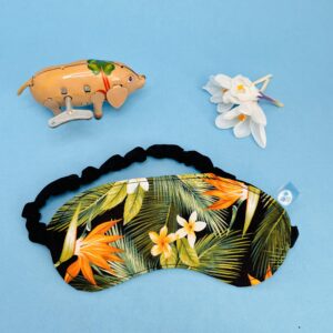 SLeep Mask with tropical leaves and flowers