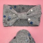 grey blue polkadot walkstoff headband