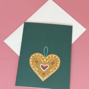 Green gingerbread heart – Art Card
