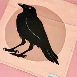 Crow pink - tea towel