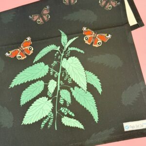 Nettles and red Butterflies - tea towel